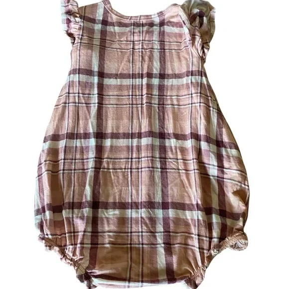 Posh Peanut Plaid Ruffle Sleeve Baby Romper 6-12 months - Picture 4 of 6